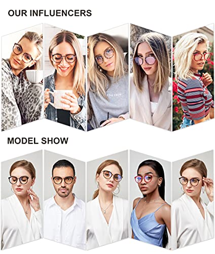 SOJOS Retro Round TR90 Blue Light Reading Glasses Womens Mens Readers Computer Glasses Eyewear Frame SJ9001