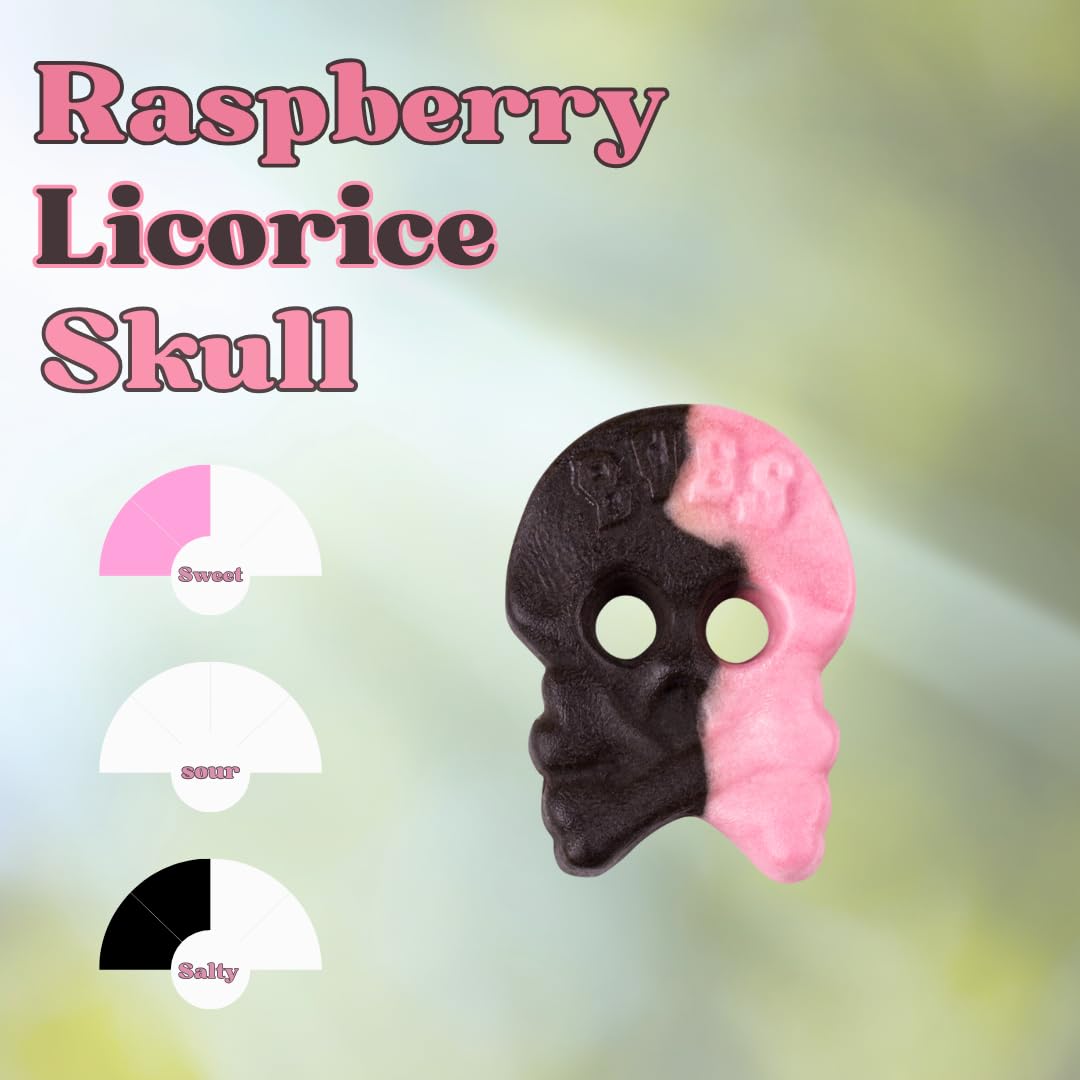 BUBS Skull Candy Mix – Dizzy Skulls, Giant Sour Skulls, Liquorice Raspberry Skulls & Foam Skulls, 1 LB Vegan Swedish Candy, Gummy Alternative, Sour Foam Sweets, TikTok Viral, Gluten-Free