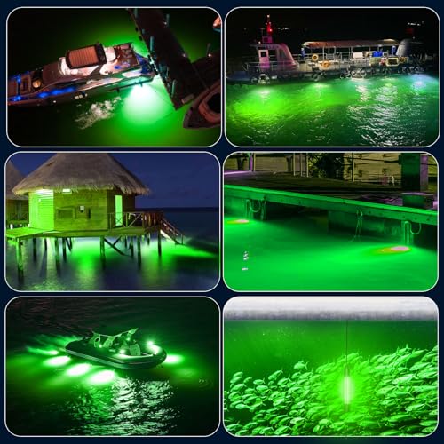 Underwater Fishing Light Compatible for Milwaukee 18V Battery, IP68 Waterproof Green Fishing Light, 1300 Lumens Fish Attra...