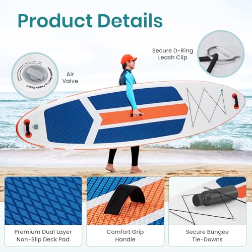 NEWBULIG 33" Inflatable Paddle Board SUP, Stand Up Paddle Board Blow Up with 3 Carry Handles, Non-Slip Deck Pad, Complete ...