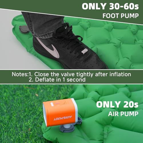 Inflatable Sleeping Pad with Pillow for Camping-Built in Foot Pump Fast Inflation-Ultralight Upgraded Durable Compact Slee...