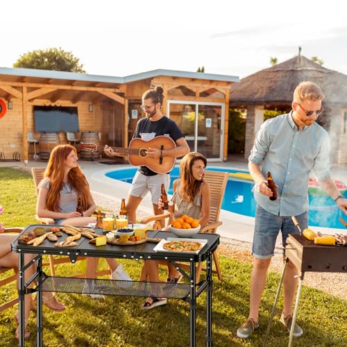Folding Camping Table, 3 FT Folding Portable Camping Table, Outdoor&Indoor Picnic Table with 3 Adjustable Height Max 27....