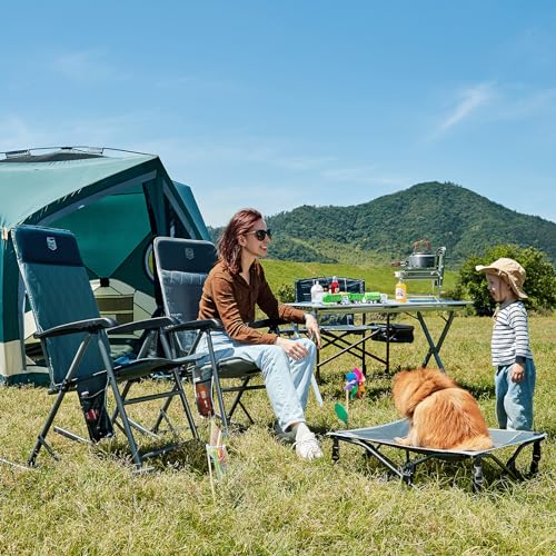 Timber Ridge 3-Level Adjustable Rocking Camping Chair, Padded High Back Outdoor Rocking Chair with Side Pocket, Portable F...