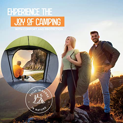 maple99 4 Person Pop Up Tent for Camping - Lightweight & Portable, Easy Quick Set-Up, 2 Doors, Lantern Hook, Storage Pocke...