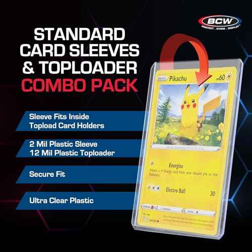 BCW 3x4 Topload Card Holders and Card Sleeves Combo | 100 Clear Plastic Toploaders and 100 Soft Card Sleeves | Protect, Store, and Display Trading Cards | Durable Card Storage Box for Collectors