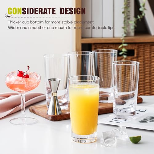 OUWO Highball Glasses Set of 6, 13oz Tall Drinking Glasses, Water Glass for Kitchen, Tom Collins Glasses, Mojito Glass Cup...