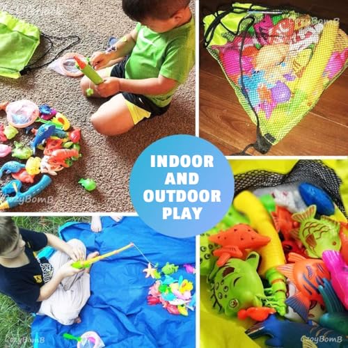 CozyBomB™ Magnetic Fishing Toys Game Set for Kids | Water Table Bathtub Kiddie Pool Party Pole Rod Net, Outdoor Plastic Fl...