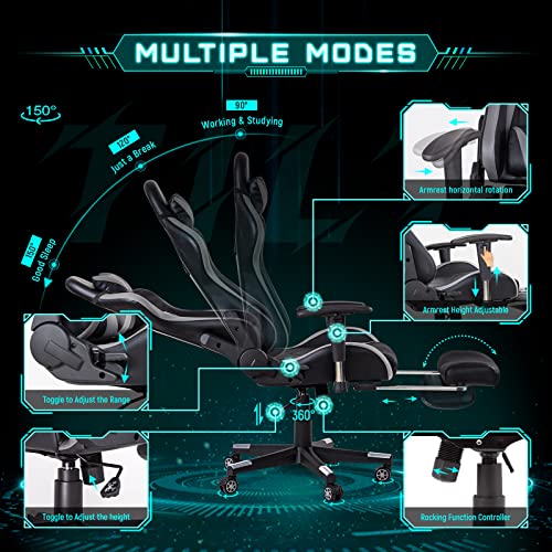 AA Products Gaming Chair High Back Ergonomic Computer Racing Chair Adjustable Office Chair with Footrest, Lumbar Support S...