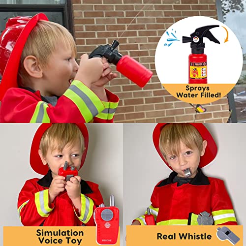 Liberry Fireman Costume for Kids 3 4 5 Years Old, Firefighter Tools with Fire Extinguisher, Pretend Play Toy Gift for Todd...