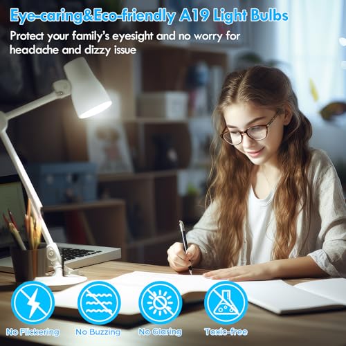 LED Light Bulbs 100 Watt Equivalent 1600 Lumens, A19 14W Super Bright Daylight White 5000K LED Bulbs, Standard E26 Medium ...