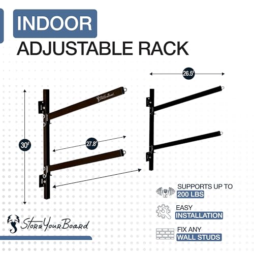StoreYourBoard G-Kayak Wall Rack – Heavy-Duty Indoor Kayak Rack for 2 Boats, Adjustable Storage Wall Mount Hanger, Space-S...