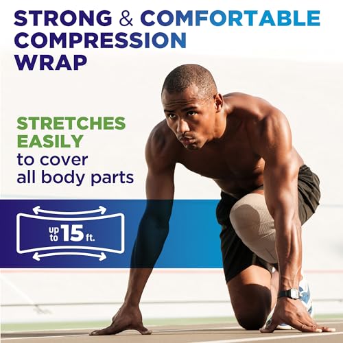 High-Performance Elastic Bandage Wrap - 6 Pack (2x2in, 2x3in, 2x4in) - Self-Closing Strong Compression Bandage Wrap for Fe...