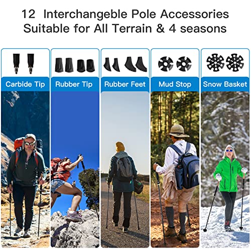 Night Cat Trekking Poles Hiking - Walking Sticks 2 Packs Aluminum 7075 Lightweight Foldable Collapsible Adjustable Extenda...