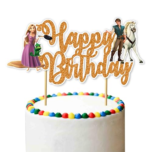 Rapunzl Happy Birthday Cake Topper – Princess Themed Birthday Cake Decoration for Girls – Magical Fairytale Party Supplies...