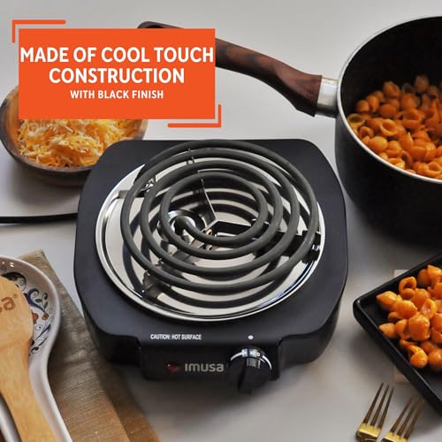 IMUSA USA GAU-80305 Electric Single Burner 1100-Watts, Black