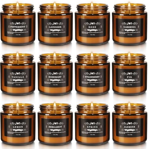 YOROXRG 12 Pcs Scented Candles with Added Natural Essential Oils, 3.05oz, Suitable for Various Festivals, Parties, Yoga, a...