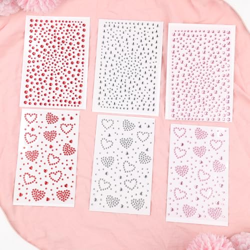 Doneace Heart Rhinestones Self Adhesive Face Gems Stickers, Hair Gems Face Jewels Festival Essentials Rave Accessories Rhi...