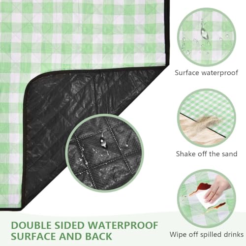 OBTANIM Extra Large Picnic Blanket 80 x 80 Inch Waterproof Foldable Beach Blankets Outdoor Picnic Mat for Camping Grass La...