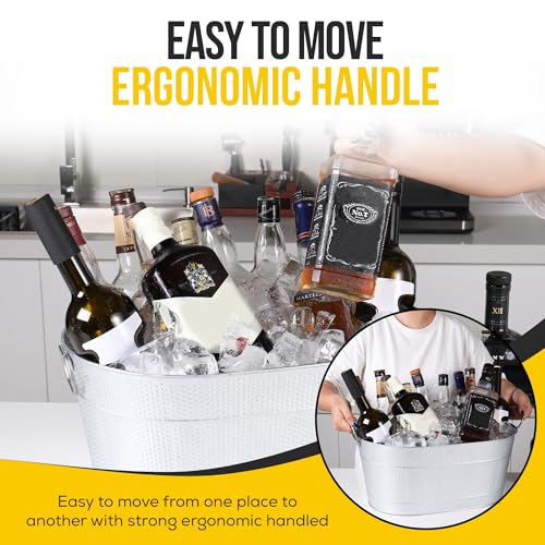 18” Stainless Steel Beverage Tub - 5 Gallon - Gold Handles & Shovel Included - Holds 30 Bottles & Stays Cold for Hours - U...
