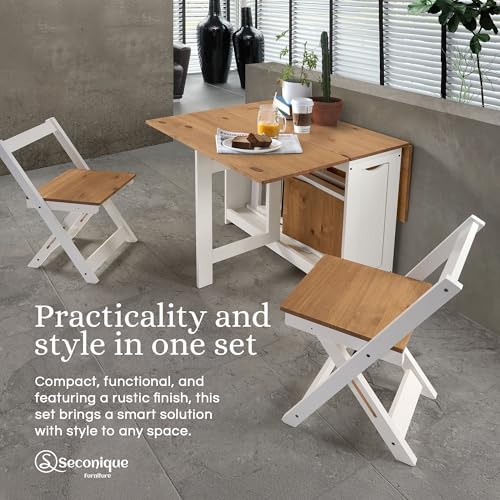 SECONIQUE Santos Butterfly Dining Set – 4 Assembled Foldable Chairs + 1 Folding Table – Space-Saving Table with Nesting Ch...