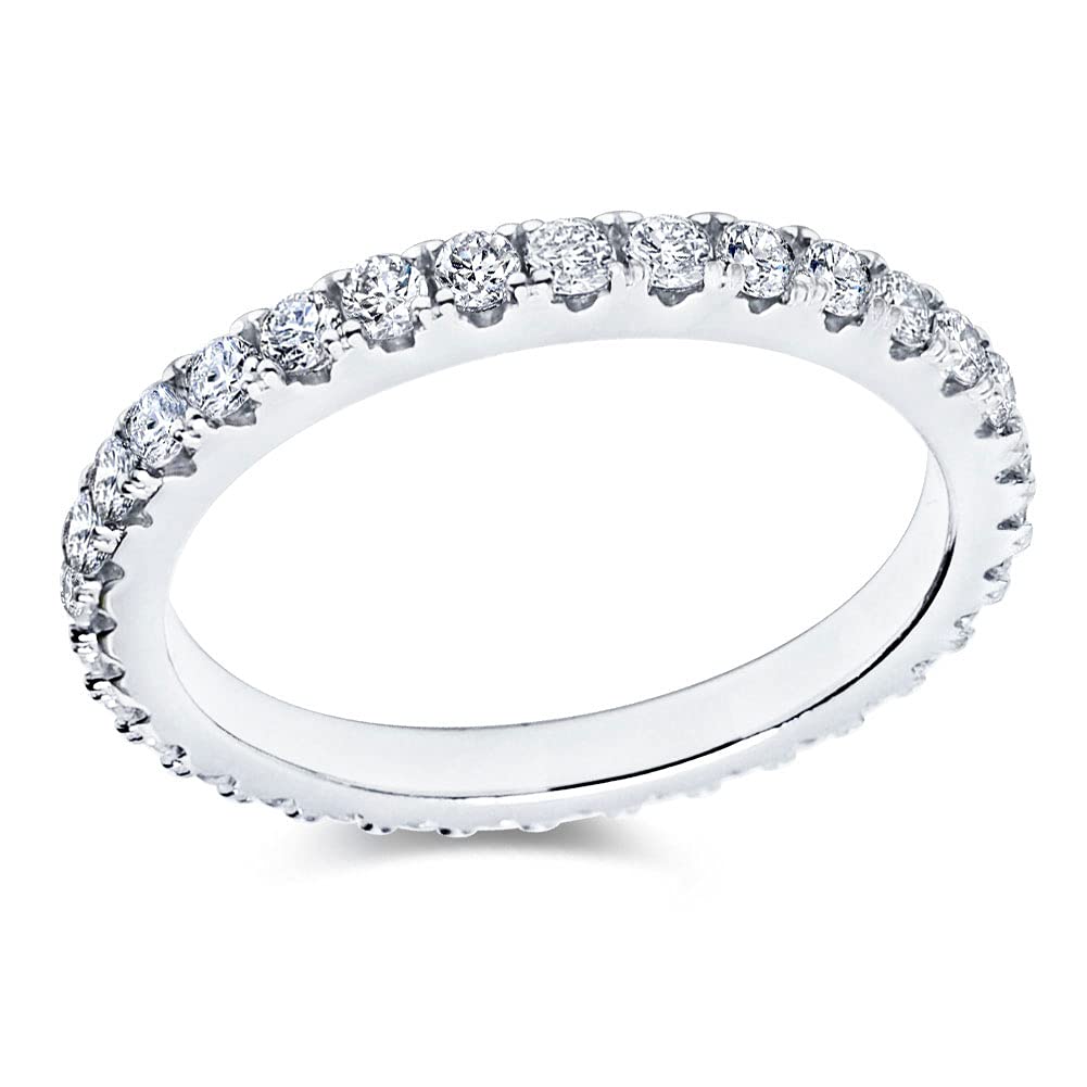 Bo.Dream 2.2mm Round Cubic Zirconia CZ Wedding Full Eternity Band Rings Sterling Silver Size 10