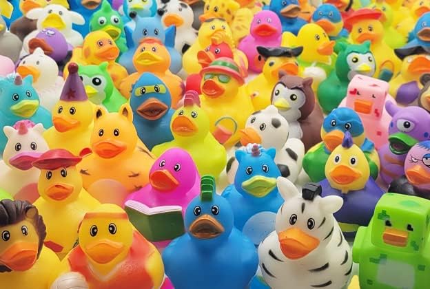 Assortment Rubber Duck Toy Duckies for Kids, Bath Birthday Gifts Baby Showers Classroom Incentives, Summer Beach and Pool Activity, 2" (200-Pack)