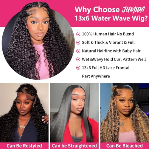 13x6 Full Lace Frontal Wig Water Wave Virgin Human Hair Wigs 200% 18 Inch Deep Wave 13x6 HD Full Lace Frontal Wigs For Black Women Wet and Wavy Wig