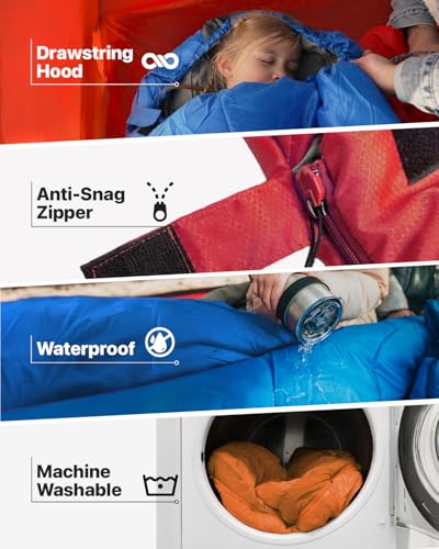 MalloMe Sleeping Bags for Adults Cold Weather & Warm - Backpacking Camping Sleeping Bag for Kids 10-12, Girls, Boys - Ligh...