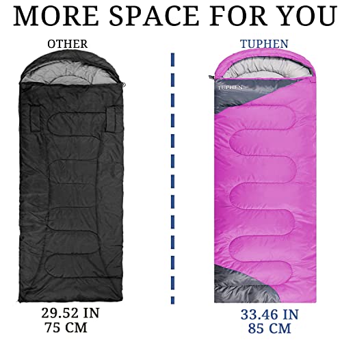 tuphen- Sleeping Bags for Adults Kids Boys Girls Backpacking Hiking Camping Microfiber Liner, Cold Warm Weather 4 Seasons ...