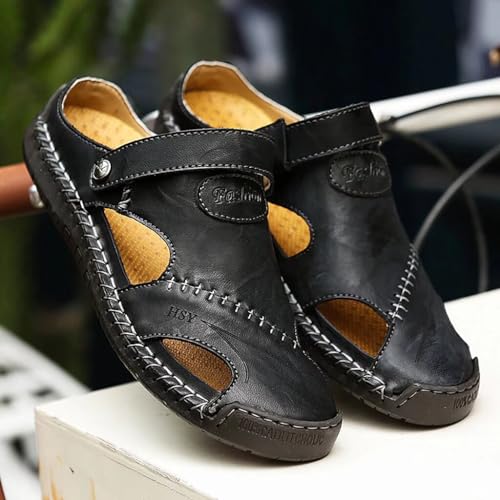 NANXIN&LOVE Mens Casual Leather Sandals Summer Beach Slipper Mens Comfort Outdoor Shoes Fashion Lightweight Trail Water Sa...