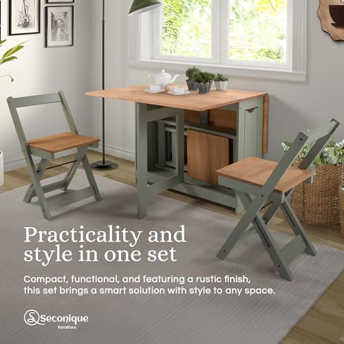 SECONIQUE Santos Butterfly Dining Set – 4 Assembled Foldable Chairs + 1 Folding Table – Space-Saving Table with Nesting Ch...