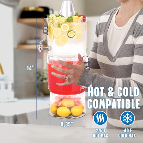 Buddeez Beverage Dispenser With Stand 2 Gallon Tritan Clear Large Plastic Drink Dispensers for Parties Top Lid For Cups & ...