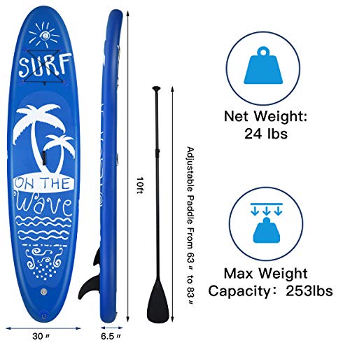 Goplus 9.8'/10'/11' Inflatable Stand Up Paddle Board, 6.5” Thick SUP with Premium Accessories and Carry Bag, Wide Stance, ...