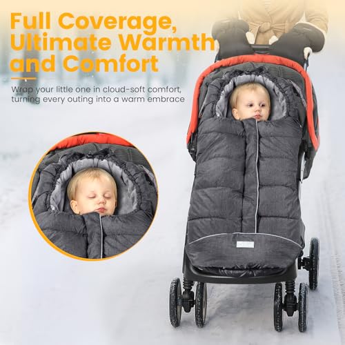 Orzbow Universal Stroller Footmuff, Winter Baby Bunting Bag for Stroller - Baby Sleeping Bag with Coral Fleece Lining for ...