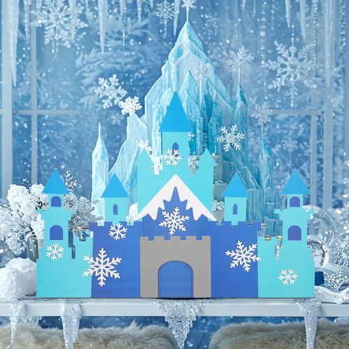 Harloon 19.7 x 23.6 Inch Snowflake Castle Table Centerpiece Glitter Winter Themed Party Table Decorations for Princess Sno...