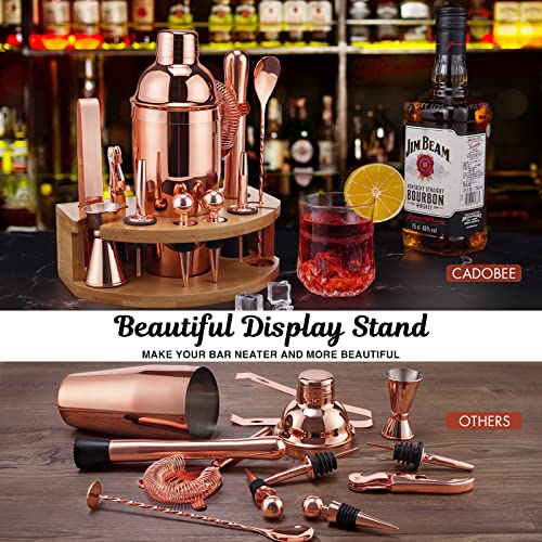 Bartender Kit with Bamboo Stand, 12 Piece 25oz Cocktail Shaker Set with All Essential Bar Tools Set for Drink Mixing, Idea...
