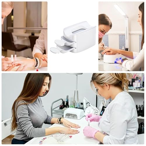 Chunmeng White Nail Powder Recycling Box With Scoop Nail Art Box Nail Art Accessories Makeup Tool Powder Glitter Saver Nai...