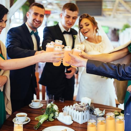 Reallnaive 60 Pack Ribbed Stemless Toasting Glasses, 9 Oz Plastic Champagne Flutes, Disposable BPA-Free Gold Rim Toasting ...