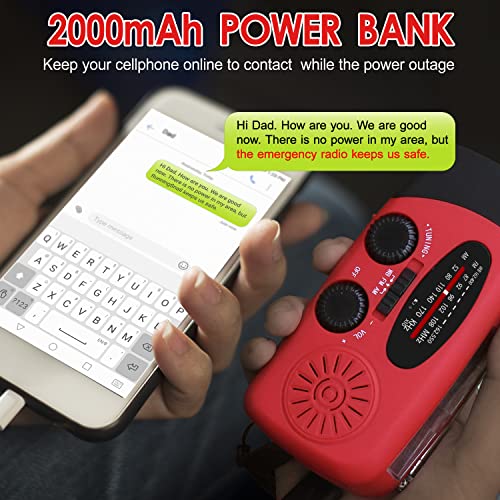 RunningSnail Emergency Hand Crank Radio With LED Flashlight For Emergency, AM/FM NOAA Portable Weather Radio With 2000mAh ...