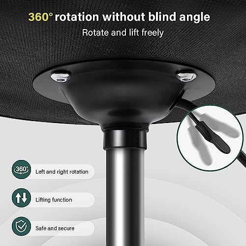 BFTOU Black Square Swivel Stool with Wheel for Work SPA Shop Massage Height-Adjustable and Cost-Effective Rolling Stool Ch...