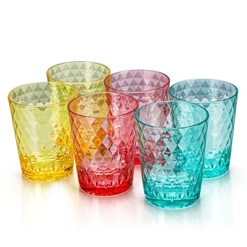 AKMQYM BPA-Free Plastic Tumblers 6 Pack (6x16oz) | Reusable Dishwasher Safe | Stackable Shatterproof Cups | Plastic Drinkw...