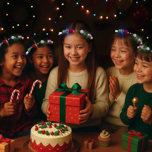 LovesTown 24PCS LED Flower Crowns Headbands Christmas Party, Light Up Flower Crowns For Women, Glow in the Dark Party Supp...