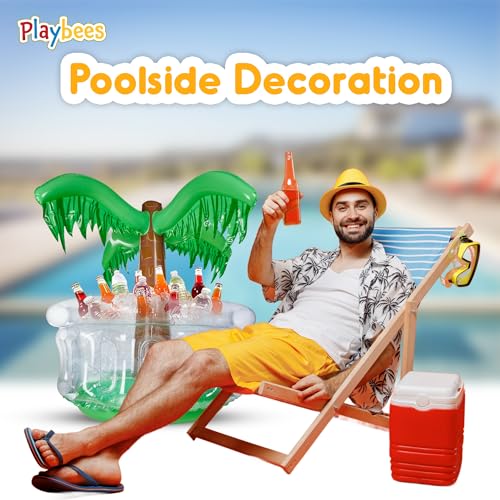 Playbees Inflatable Palm Tree Cooler 28" - Blow Up Palm Tree Party Cooler, Luau Hawaiian Tropical Beach Theme, Summer Swim...