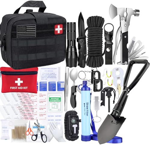 Carlebben Survival Kit Camping kit First Aid Kit Emergency Bugout Bag Gifts for Men Tactical Gear Accessories Molle Attach...