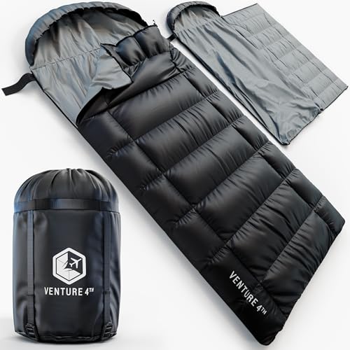 VENTURE 4TH Backpacking Sleeping Bag – XXL, Double and Single Sizes - Lightweight Warm & Cold Weather Sleeping Bags for Ad...