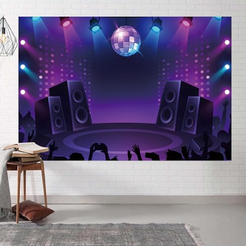 5x4ft Stage Backdrop Night Spotlight Lets Glow Neon Lights Dancing Platform Photography Background Let’s Glow Party Banner...