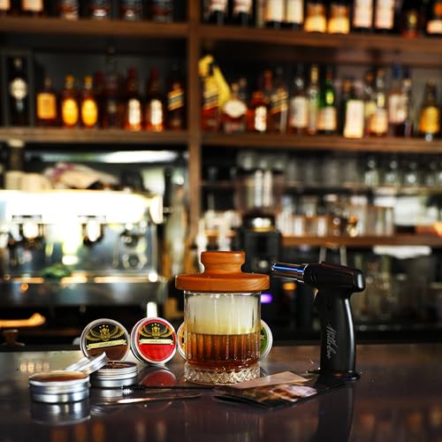 Willscoo Cocktail Smoker Kit - Handmade Old Fashioned Wood Smoker with Torch, 6 Flavors Wood Chips for Whiskey & Alcohol G...