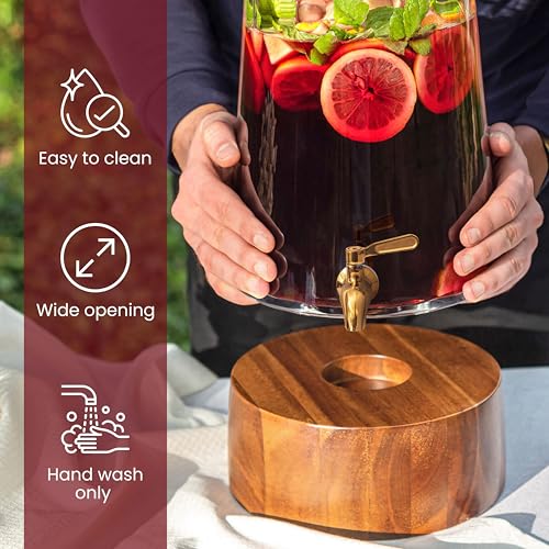 FOODLE Large Glass Drink Dispenser with Spigot - Glass Beverage Dispenser with Stand - Perfect for Parties & Weddings - Pi...