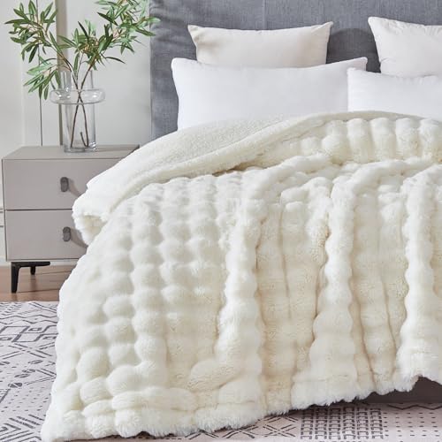 Serenhom 50x60 Inches Ultra-Soft Fuzzy Faux Fur Plush Throw Blanket - Thick, Warm Sherpa for Couch, Sofa, Bedroom, Camping...
