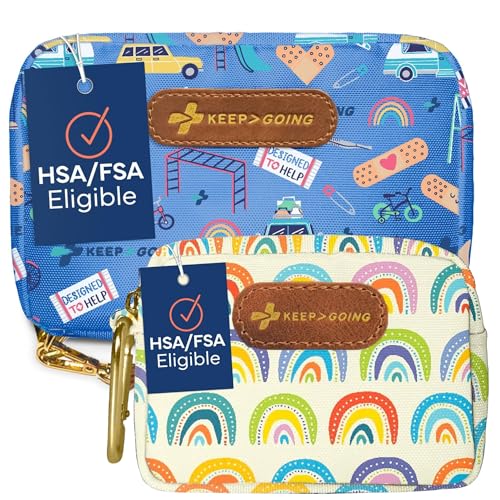 Keep Going Travel First Aid Kit Bundle of 2 Kits, First Aid Kit for Car, Home, Dorm, & Boat with Latex-Free Bandages – Tra...